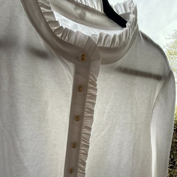 Charter Club Women's Pullover White Top with Ruffle and Buttons Size 1X NWT - Picture 12 of 14